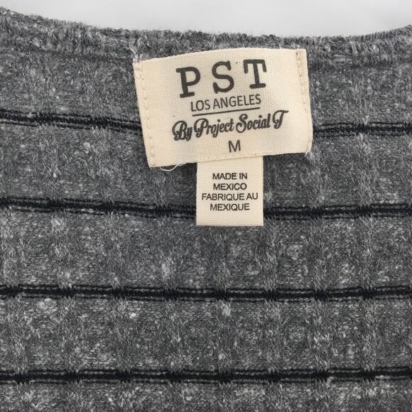 PST Project Social Square Neck Striped Knit Top Grey Black Size Medium NWT - Picture 4 of 6